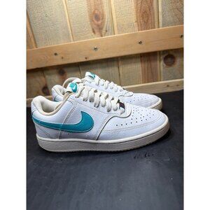 Nike Court Vision Low Womens Sneakers White/Teal Leather CD5434-102 Size 6